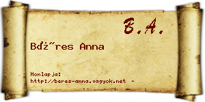 Béres Anna névjegykártya